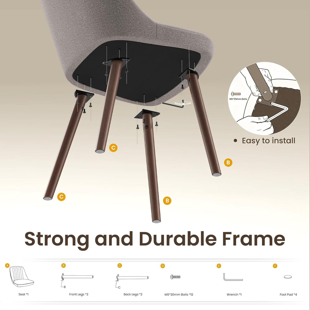 MALOL Upholstered Dining Chairs Set of 2, Modern Fabric Kitchen Chairs with B...