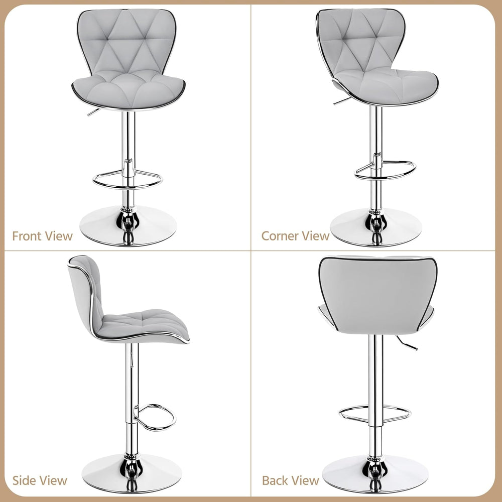 Yaheetech Bar Stools Set of 2 Modern Swivel Counter Barstools Light Gray