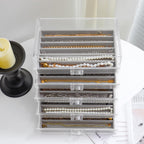 YUFONG Jewelry Organizer with 5 Drawers Clear Acrylic Earring Display Case Velvet Jewelry Storage Box Display Holder for Earring Ring Bracelet Necklace (Gray, 27 Grids)