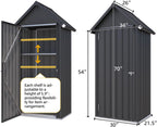 AECOJOY Outdoor Storage Cabinet Waterproof with Adjustable Shelves, Vertical Tall Storage Shed with Lockable Door, All Weather Mental Sheds & Outdoor Storage Clearance for Outside in Dark Grey