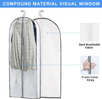 MsKitchen Hanging Clothes Storage with 4" Gusseted Garment Covers (Set of 6) - Clear Suit, Gown, Long Coat, Dress Protectors for Closet - 24"x 50"x 4" / 6 Pack