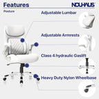 Nouhaus +Posture Ergonomic PU Leather Office Chair. Click5 Lumbar Support with FlipAdjust Armrests. Modern Executive Chair and Computer Desk Chair (White)