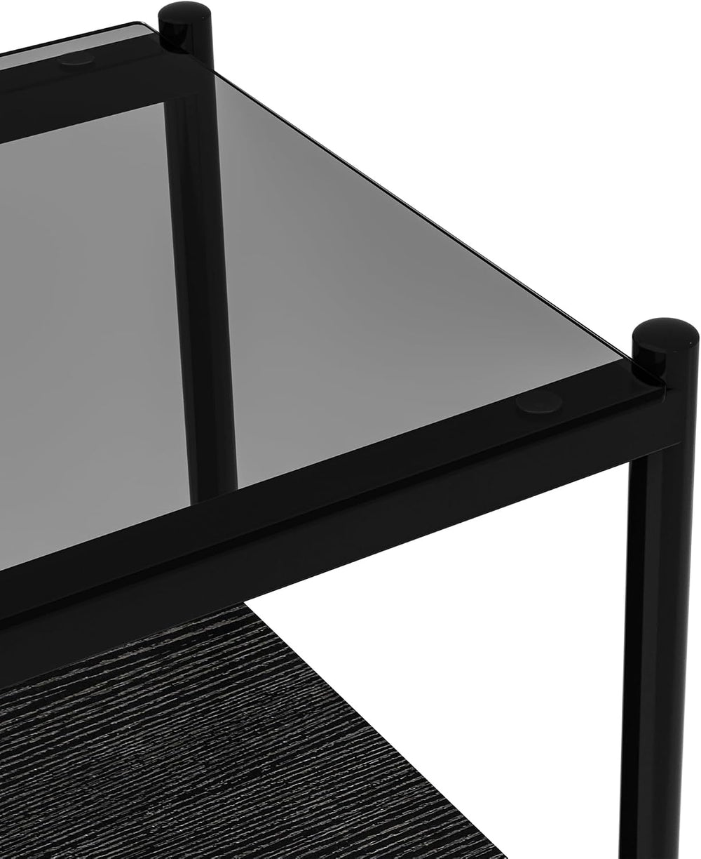 Set of 2 Rectangle End Tables, Modern Living Room Glass End Table Side Tables...