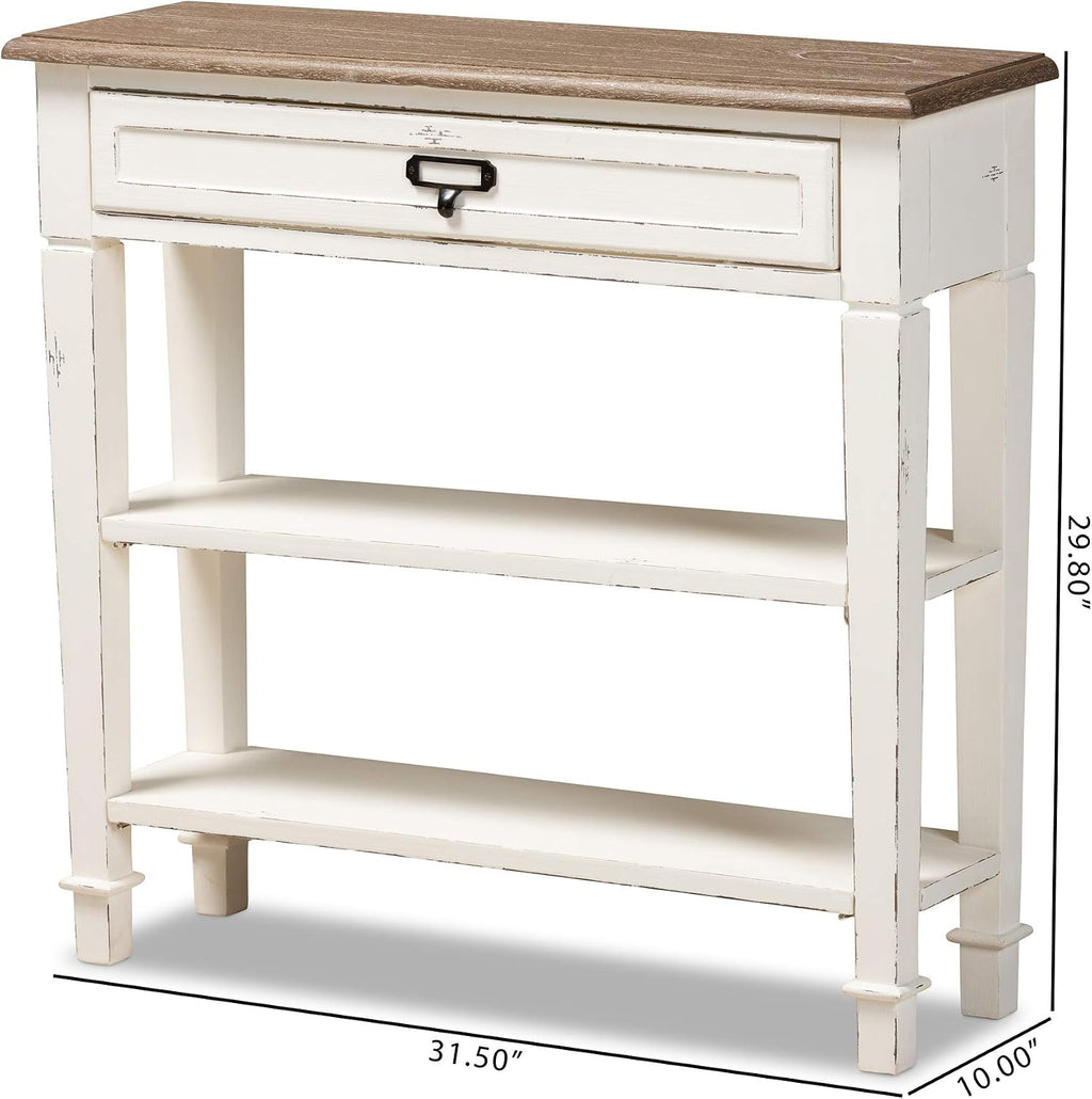 Baxton Studio Dauphine Traditional French 1-Drawer Accent Console Table, White