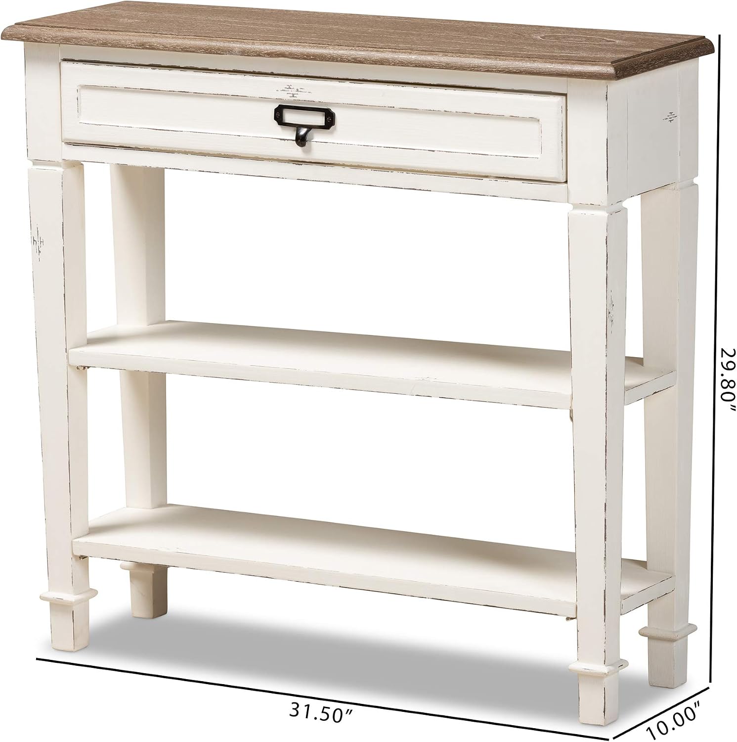 Baxton Studio Dauphine Traditional French 1-Drawer Accent Console Table, White