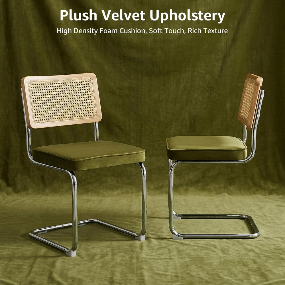 Rattan Dining Chairs Set of 4, Mid-Century Modern Dining Room Chairs with Can...