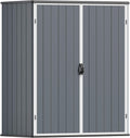 Patiowell Outdoor Storage Shed 5x3 FT, Plastic Garden Organizer Cabinet with Lockable Doors & Strong Roof for Patio Furniture, Pool Accessories, Lawn Tools, Dark Grey