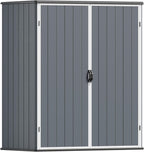 Patiowell Outdoor Storage Shed 5x3 FT, Plastic Garden Organizer Cabinet with Lockable Doors & Strong Roof for Patio Furniture, Pool Accessories, Lawn Tools, Dark Grey