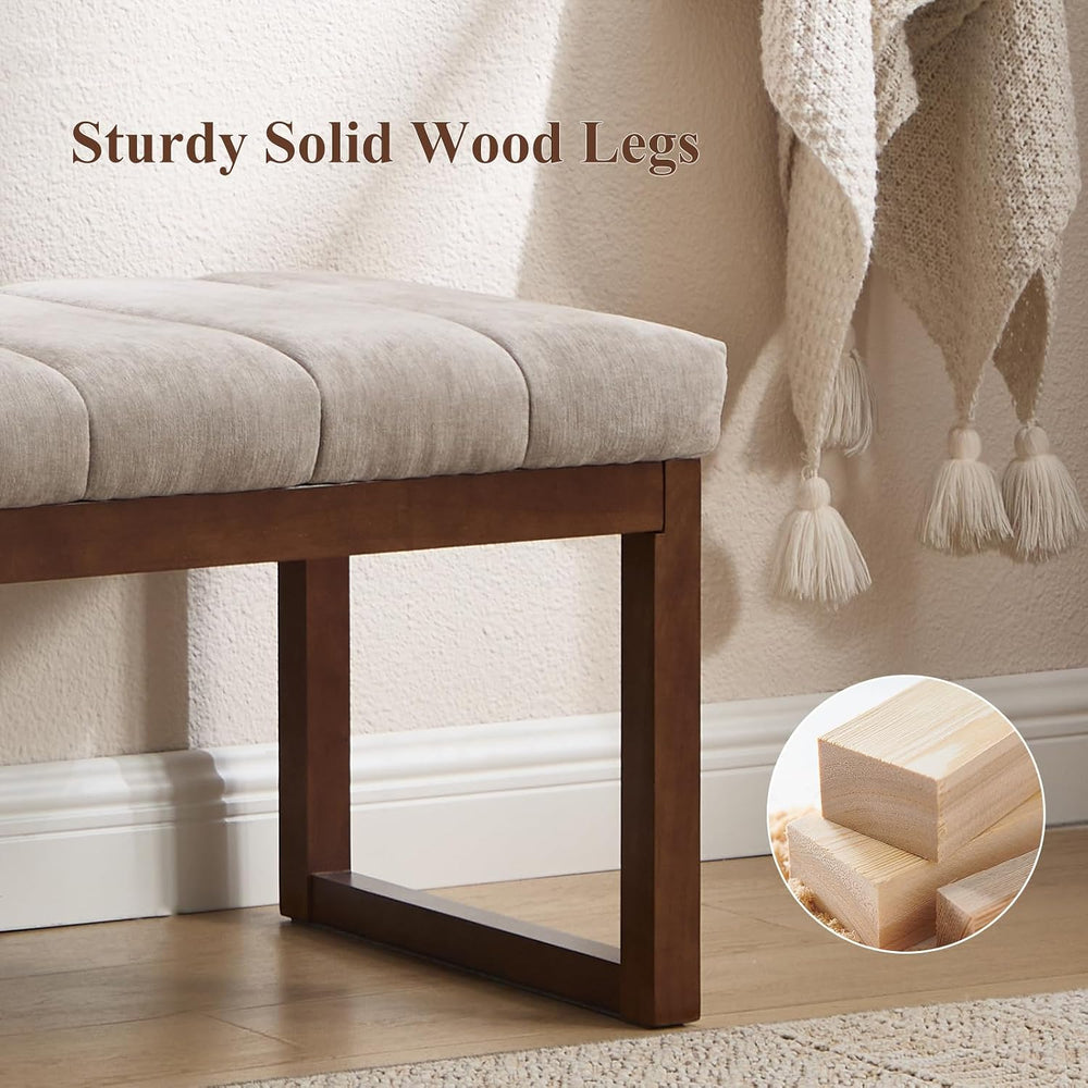 53'' Upholstered Chenille Entryway Bench, Channel Tufted End of Bed B...