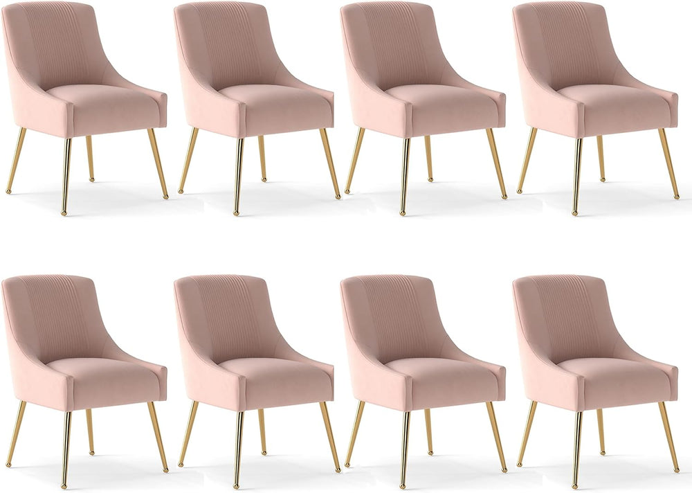 Modern Dining Chairs, Velvet Upholstered Dining Room Chairs with Gold Legs,Tu...