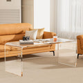 Premium Need Assembly 32" Acrylic Coffee Table,Clear Lucite Coffee Table for Living Room,Rectangle Plexiglass Center Waterfall Table,Supports 180 LBS,32"x16"x16",0.6" Thick Fit for 2 Seat Sofa