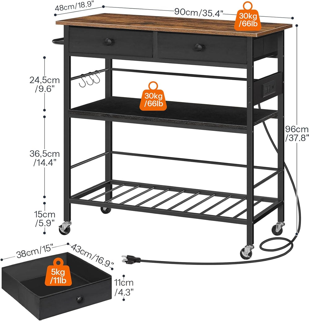 HOOBRO Kitchen Island with Storage, Rolling Island Cart for Kitchen with 2 Dr...