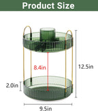 360 Rotating Makeup Organizer,2 Tier Large Capacity Make Up Organizers and Storage,Skincare Perfume Vanity Organizers,Bathroom Cosmetics Storage Organizer Countertop (Green)