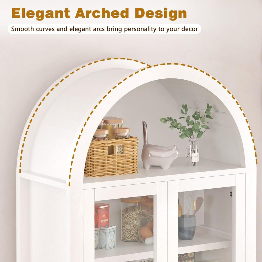71" Tall Arched Pantry Cabinet with Adjustable Shelves, Kitchen Storage ...