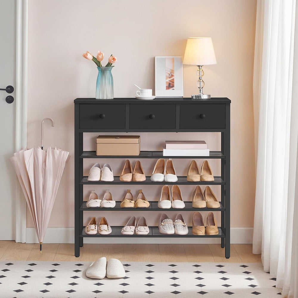 5-Tier Shoe Rack with 3 Drawers, Metal Shoe Organizer for 20 Pairs with Stora...