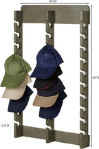 Touch of Class Wooden Ball Cap Display Wall Rack - Gray - Triple, 30 Slots - Baseball Hat Display - Made of Wood - Class Racks for Hats - Organizer for Bedroom, Living Room, Entryway