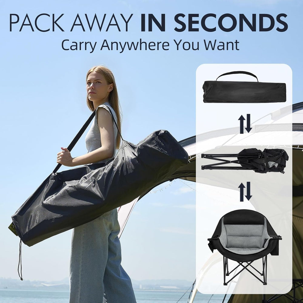 Oversized Camping Chairs for Adults - Heavy Duty Padded Outdoor Folding Lawn ...