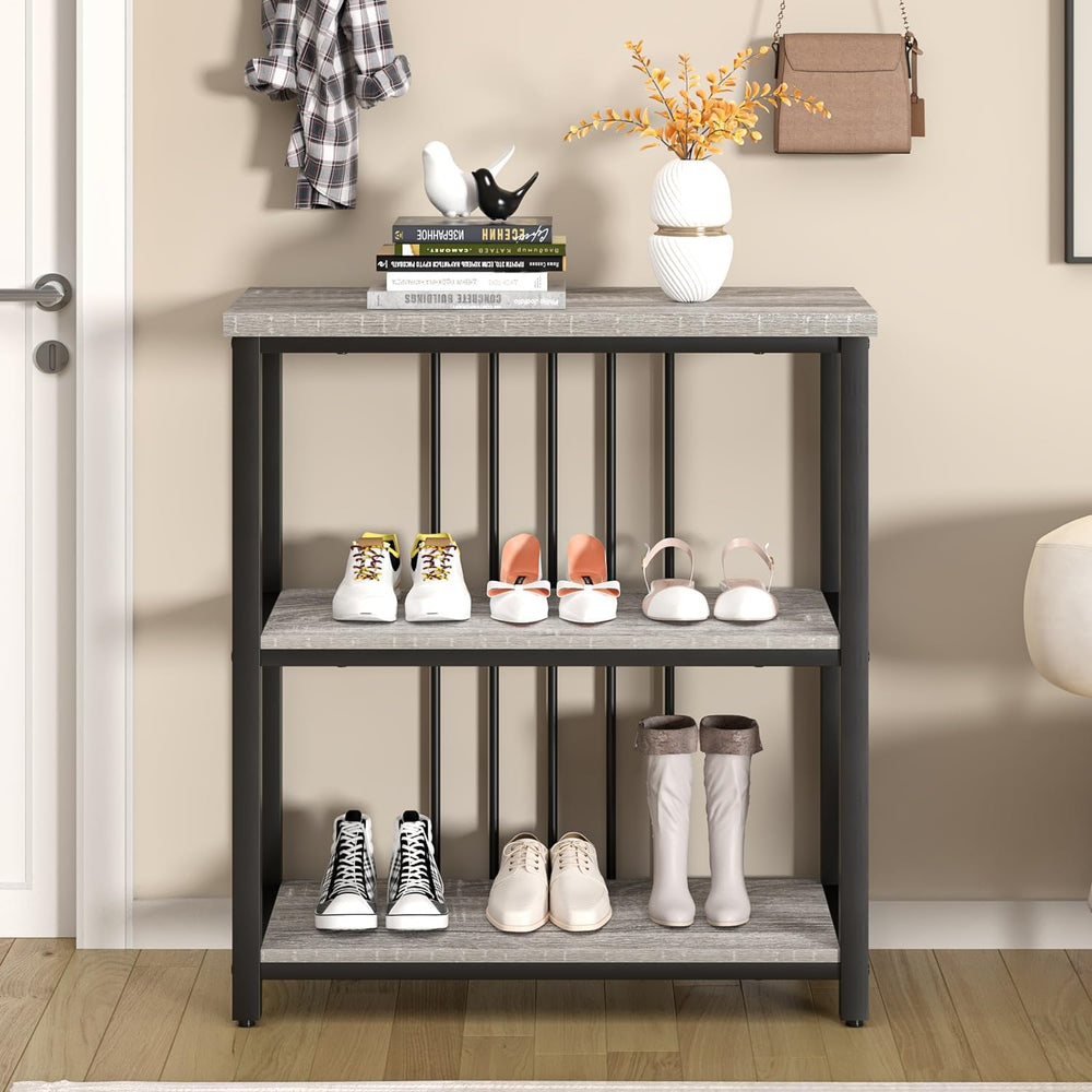 FOLUBAN 3 Tier Bookshelf, Short Bookcase for Small Space, Modern Wooden and M...