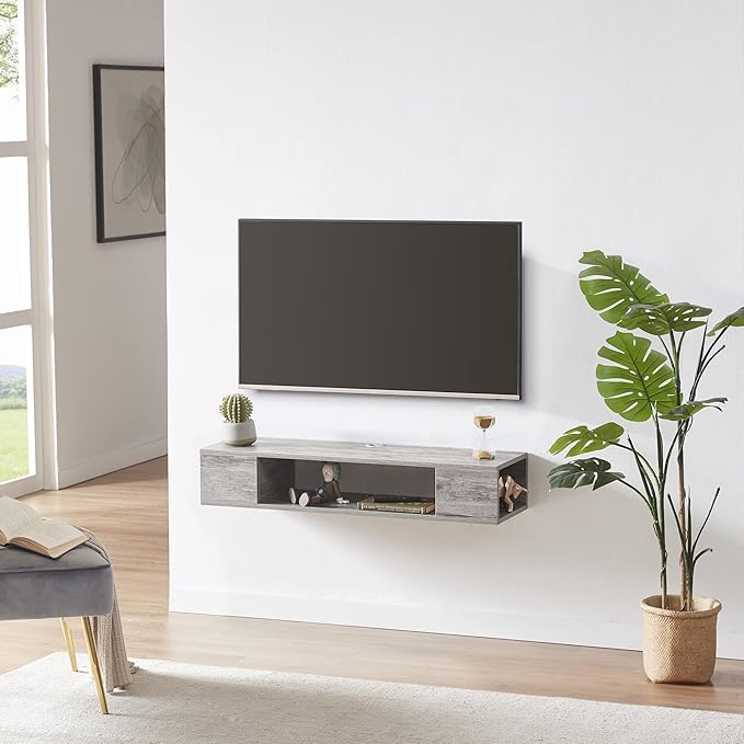 GHC Floating TV Stand, Wall Mounted Entertainment Center and Cabinet Shelf, T...