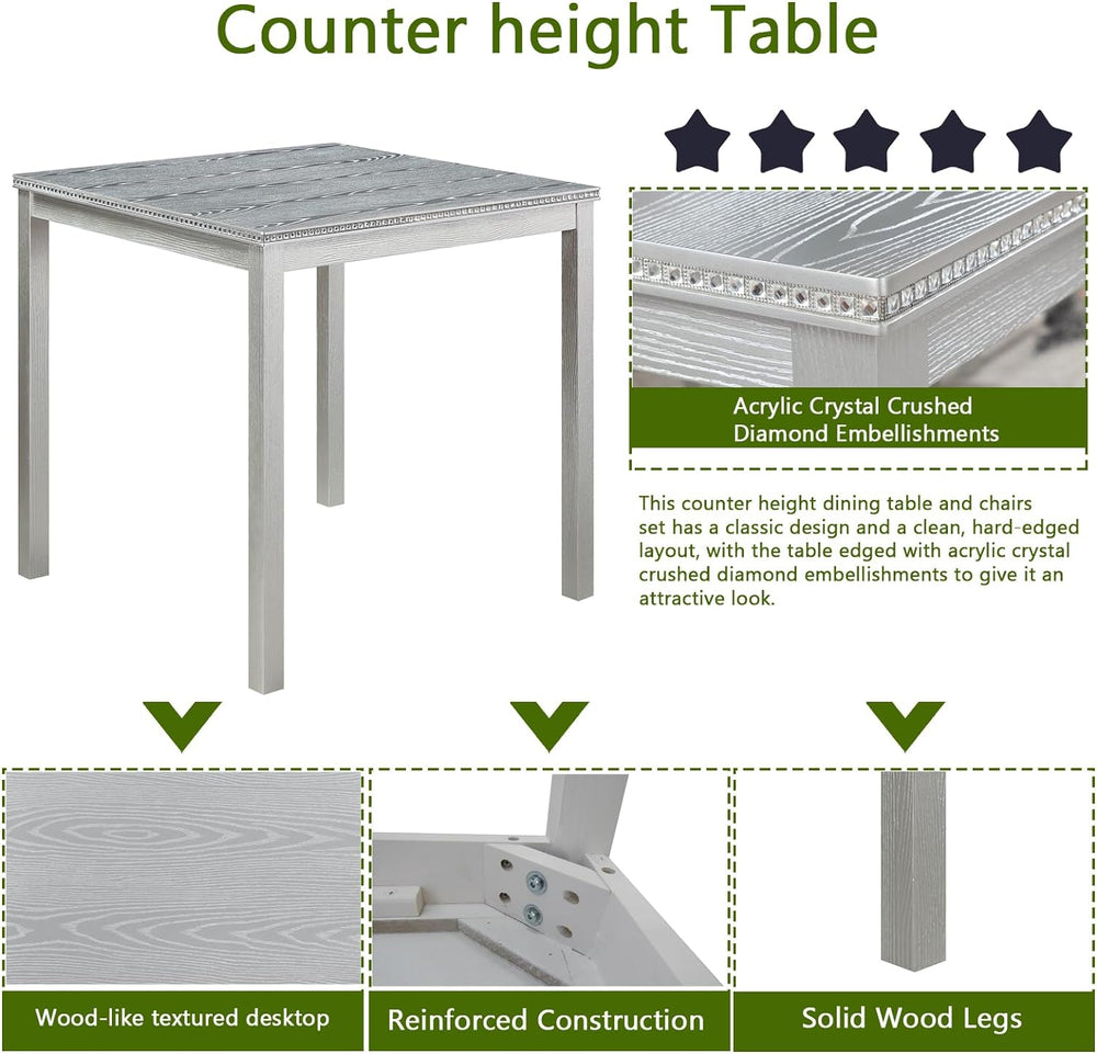 SOFTSEA Wooden Dining Table up for 4, Square Kitchen Table with Solid Wood Le...