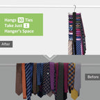Upgraded Tie Rack Hanger for Closet with 30 Metal Hooks, Space Saving Necktie Organizer for Men, Sturdy Wooden Large Capacity Tie Holder, Closet Organizers and Storage, Black