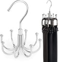 ZEDODIER Belt Hanger, 4 Pack Rotatable Belt Rack Closet Accessories Organizer, Maximum 24 Storage Capacity, Hanging Holder Storage Hook for Belt, Bra, Tank Top, Tie, Scarf, Purse, Silver