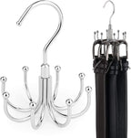 ZEDODIER Belt Hanger, 4 Pack Rotatable Belt Rack Closet Accessories Organizer, Maximum 24 Storage Capacity, Hanging Holder Storage Hook for Belt, Bra, Tank Top, Tie, Scarf, Purse, Silver