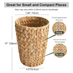 Coeusy Wicker Trash Can,Small Bathroom Trash Can,Water Hyacinth Wicker Waste Basket for Bathroom,Boho Waste Basket for Bedroom,Home Office,Compact Spaces(2 Gallon Round)
