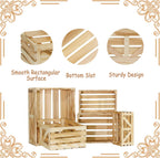 5 Pcs Decorative Wooden Crates for Display, Wood Storage Crate for Home Rustic Nested Crates with Handles, Farmhouse Wooden Basket for Storage Container and Decorations