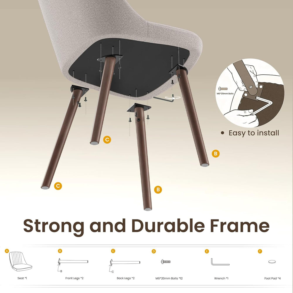 MALOL Upholstered Dining Chairs Set of 2, Modern Fabric Kitchen Chairs with B...