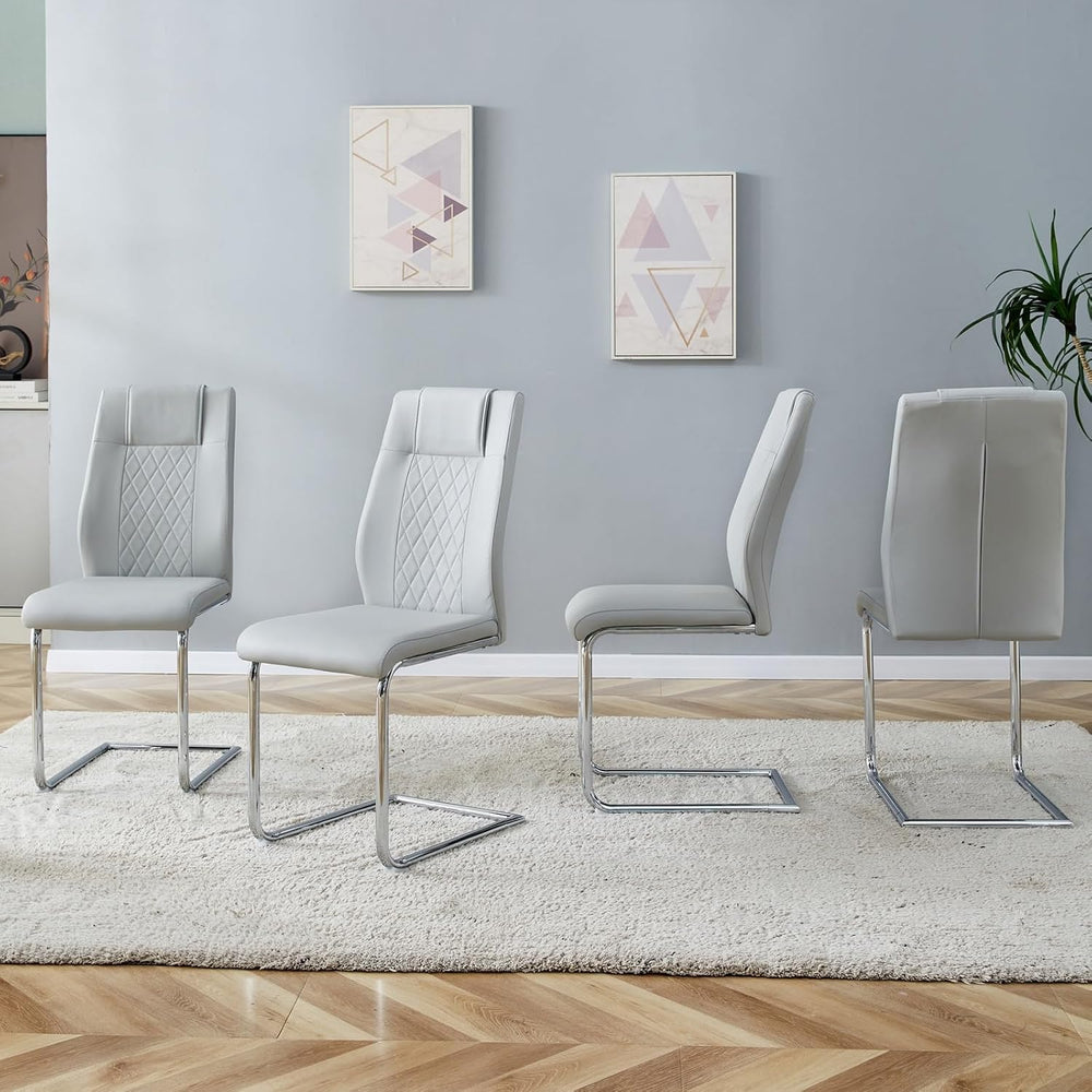 Leather Dining Chairs Set of 8, Modern Upholstered Living Room Chairs with Sl...