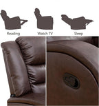 Power Recliner Chair, Leather Recliners with Home Theater Seating, Oversized Single Electric Recliner Sofa Breathable Living Room Chairs for Adults Reading Gaming, Red