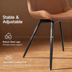 Brage Living Dining Chairs Set of 2, PU Leather Modern Armless Kitchen Dining Room Chairs, Upholstered Accent Side Chairs with Metal Legs (Brown)