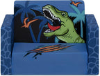 Delta Children Cozee Kids Couch 2-Seater Kids Sofa, Convertible 2-in-1 Flip Open Toddler Couch Sleeper, Foam Chair for Playroom & Bedroom, Bed Lounger, Comfy Play Sleeping Lounge Chair, Dinosaur