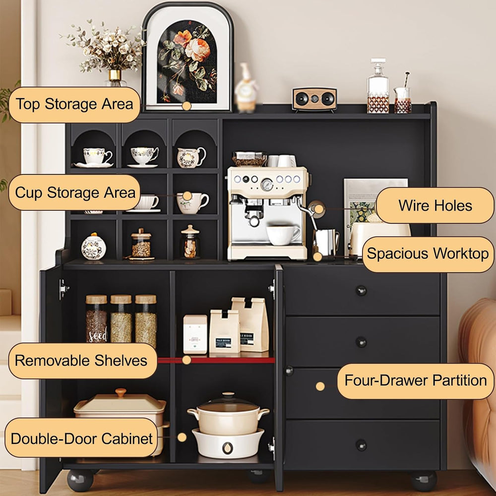 Kitchen Pantry Cabinet, Farmhouse Pantry Storage Cabinet, Freestanding Kitche...