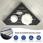 Corner Shower Shelf 10" Matte Black 304 Stainless Steel Pentagonal Heavy Duty Floating Corner Sheves Slot Design Recessed Bathroom Shelf for Tiled Wall 2 Pack, No Drilling Needed
