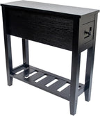 Narrow End Table, Black Side Table with Drawer, Slim Bed Side Table for Small Space/Night Stand Set of 1, Side Table for Couch