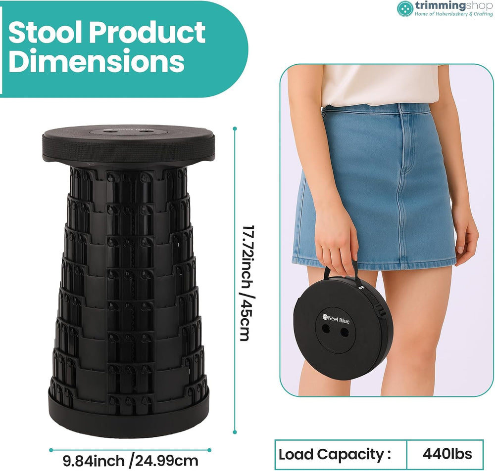 Trimming Shop Heavy Duty Foldable Collapsible Telescopic Stool, Portable &amp...