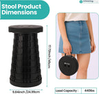 Trimming Shop Heavy Duty Foldable Collapsible Telescopic Stool, Portable & Adjustable Pop Up Stool Plastic Seat for Camping, Fishing, BBQ, Hiking, Indoor/Outdoor Use, 440lbs Load Capacity - Black | Telescopic, Lightweight Collapsible Stool With 200kg