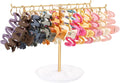 Metal Headband Holder Organizer, 2-Tier Headband Storage with Tray, Hairband Display Stand with Golden Rings, Hair Accessories Claw Clip Organizer for Women and Girls (Gold)