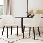 COLAMY Upholstered Dining Chairs Set of 6, Modern Fabric Dining Room Kitchen Side Chair with Padded Seat and Wood Legs for Restaurant/Cafe, Beige