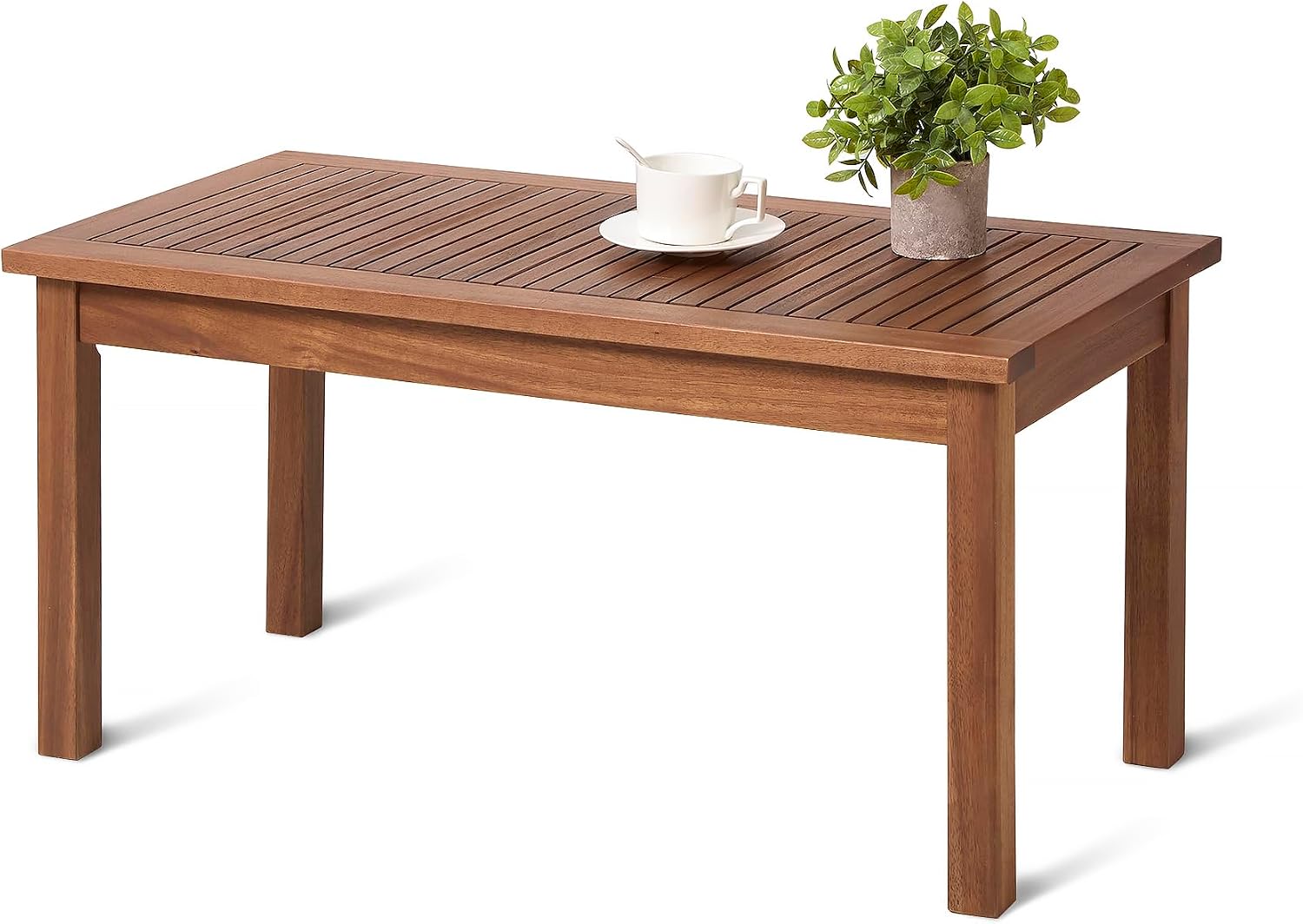 Amazon Basics Patio Coffee Table, Natural Finish, Outdoor Table for Porch and Garden, 35 Inch