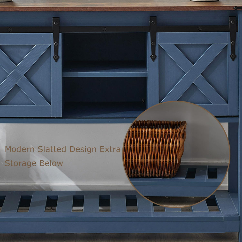 Entryway Table with Storage, Farmhouse Buffet Cabinet Coffee Bar Kitchen Isla...