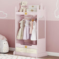 FTZxHKLX Kids Dress Up Storage with Mirror, Kids Open Hanging Armoire, Pink | Open Hanging Armoire Closet with Storage, Costume Storage Dresser with 3 Hooks, Crown-Shaped Design, Princess Style