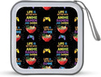 Portable CD Holder Case with Strap Life Is Better With Anime Ramen Gaming, 40-Capacity Hard Plastic Storage Binder, Protective Wallet for Car Office Travel