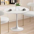 SoarFlash Kitchen Table and Chairs for 2, 24" Dining Table Set for 2 with Velvet Upholstered Chairs, 3 Piece Round Kitchen Table Set, Dining Room Table Set for Small Space, Apartment, Blue/White