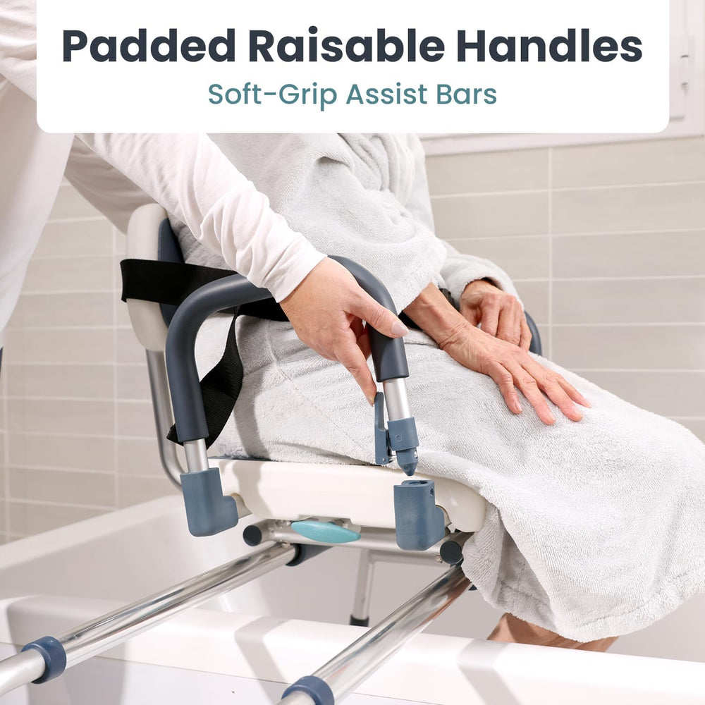 Sliding Shower Chair Tub Transfer Bench with Swivel Seat, Shower Bench for El...