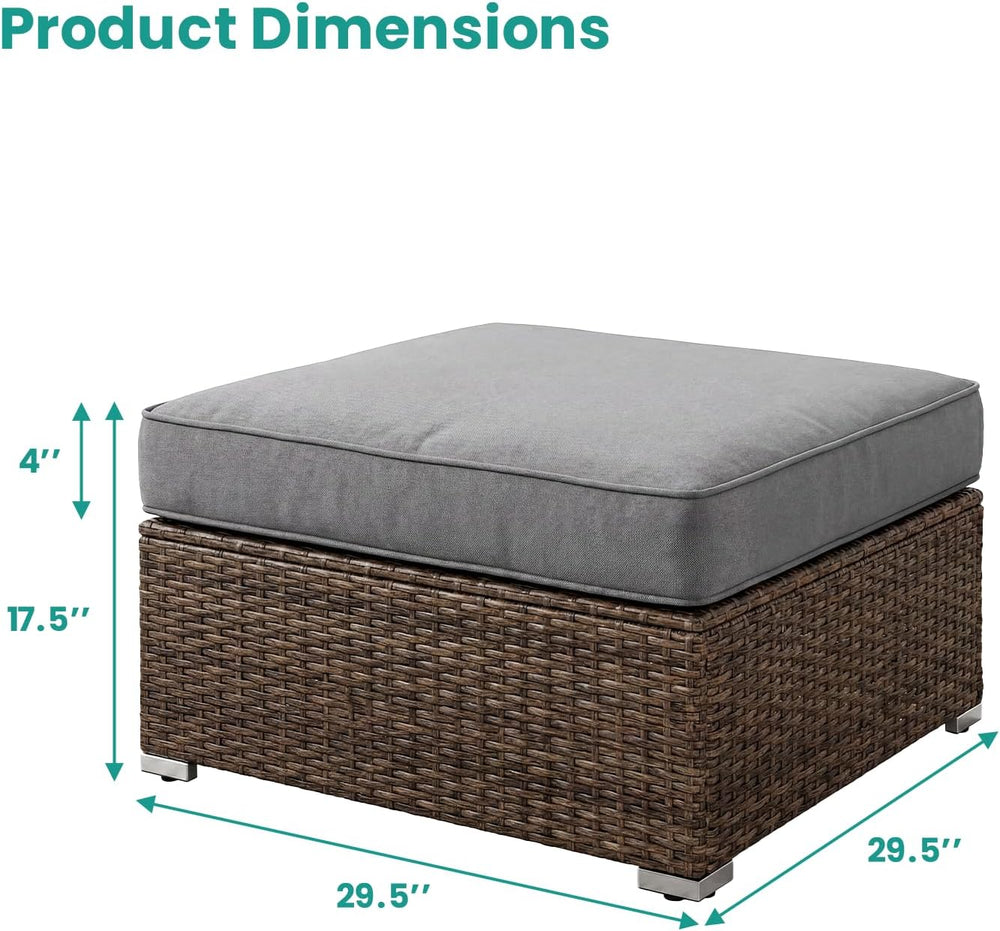 SUNBURY 2 Piece Outdoor Wicker Patio Ottoman Set, 30" Large Square Footr...