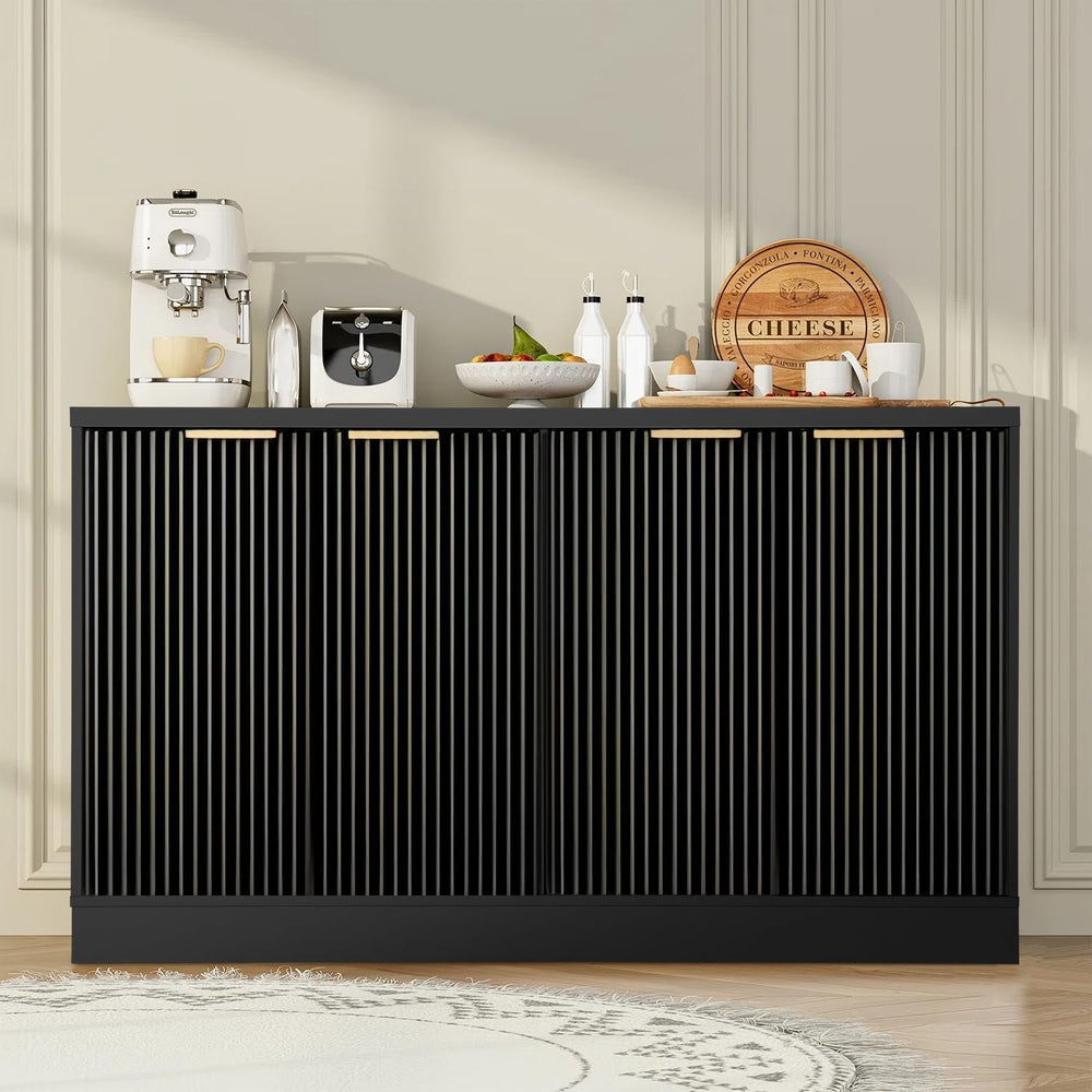 55" Fluted Buffet Sideboard Cabinet, Modern Accent Credenza Table | Adju...