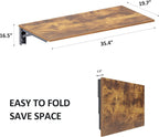 Need Wall Mounted Desk - Heavy Duty Folding Work Table Length 36" Width 20"/Small Space Hanging Desk Perfect Addition to Home/Office/Kitchen & Dining Room Rustic Brown AC15-9050FG-ND
